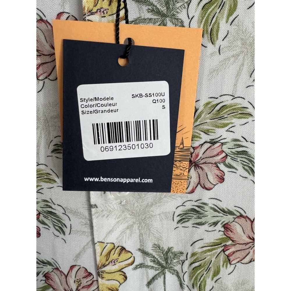 Benson Men's Tropical Floral Button Up Shirt Small NWT Hawaiian Shirt Palm Print - Picture 3 of 6